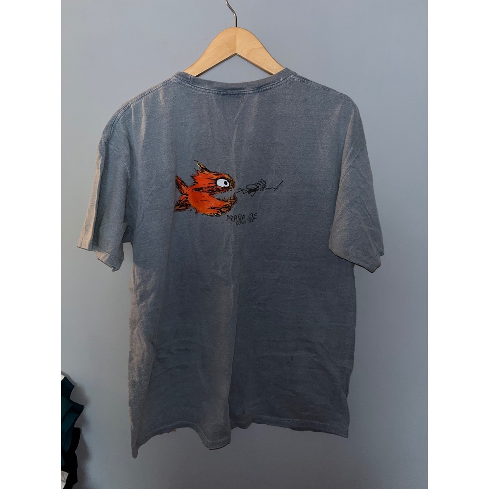 PIRANA JOE Grand Turk T Shirt Graphic Tee Gray‎ Orange Fish Diver Retro Vintage